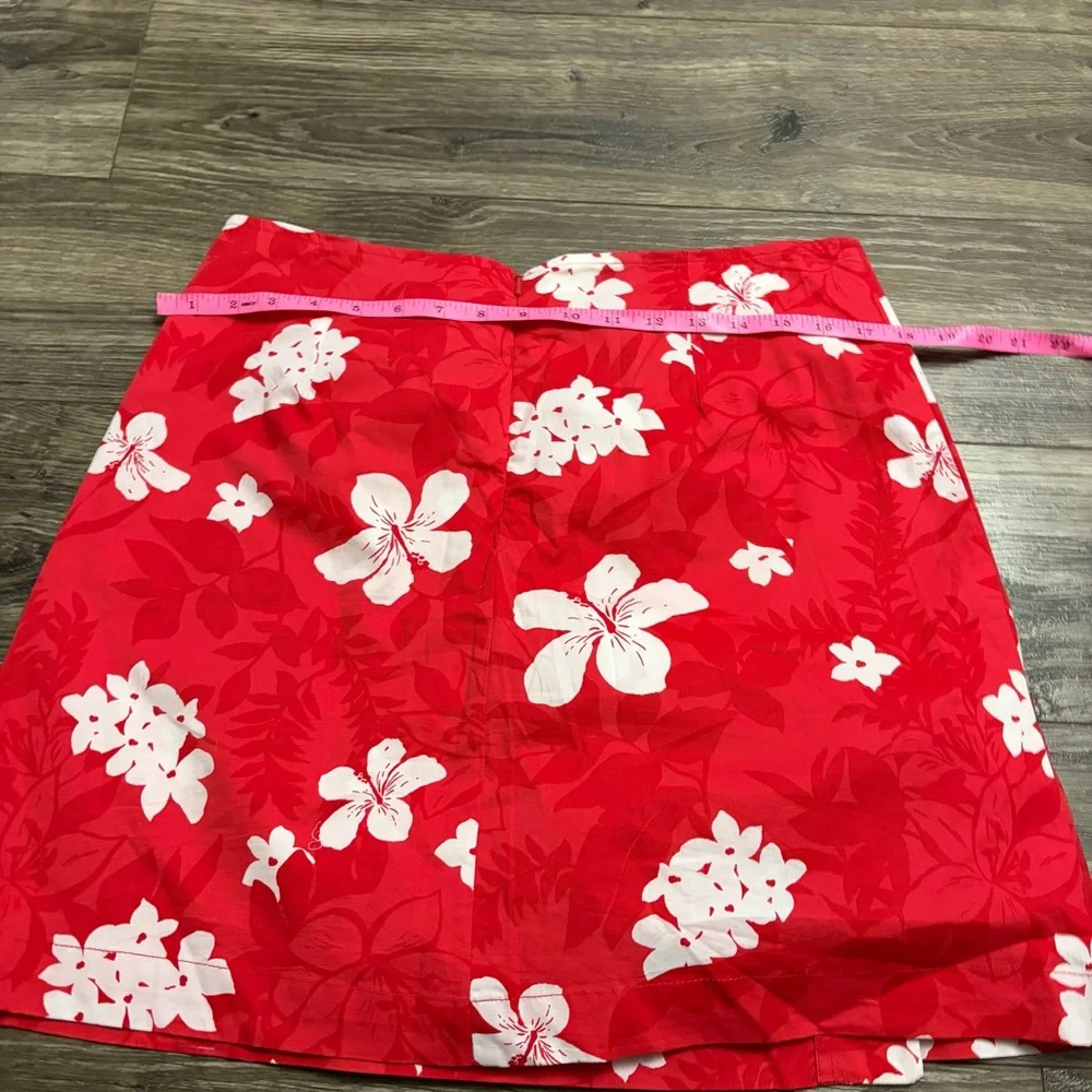 Y2K Vintage Hawaiian Hibiscus Cotton Wrap Mini Skort Skirt Red/White 12
